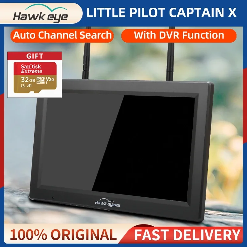 Hawkeye Little Pilot Captain X FPV Monitor With DVR 5.8G 60CH 10.2 inch Dual Receiver HDMI NTSC/PAL Auto Search For RC FPV Drone