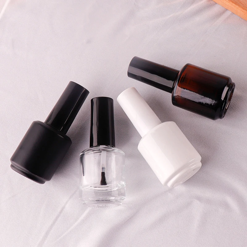 15ml Transparent Glass Nail Polish Bottle Empty With Lid Brush Cosmetic Containers Nail Glass Bottles With Brush