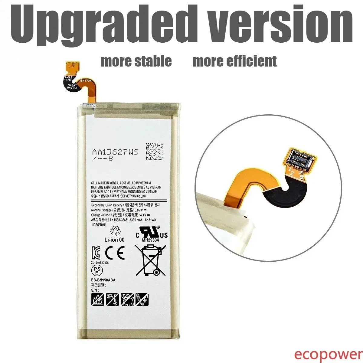3300mAh Brand New EB-BN950ABA EB-BN950ABE Battery For Samsung GALAXY Note 8 N9500 N9508 SM-N950 N950F/U N950A N950N +Tools