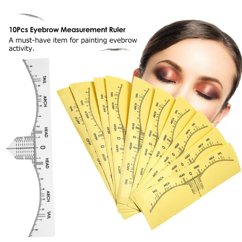 10pcs/Sets Disposable Eyebrow Ruler Stickers Plastic Eyebrow Tattoo Tattoo Tools Microblading Stencils Permanent Makeup Supplies