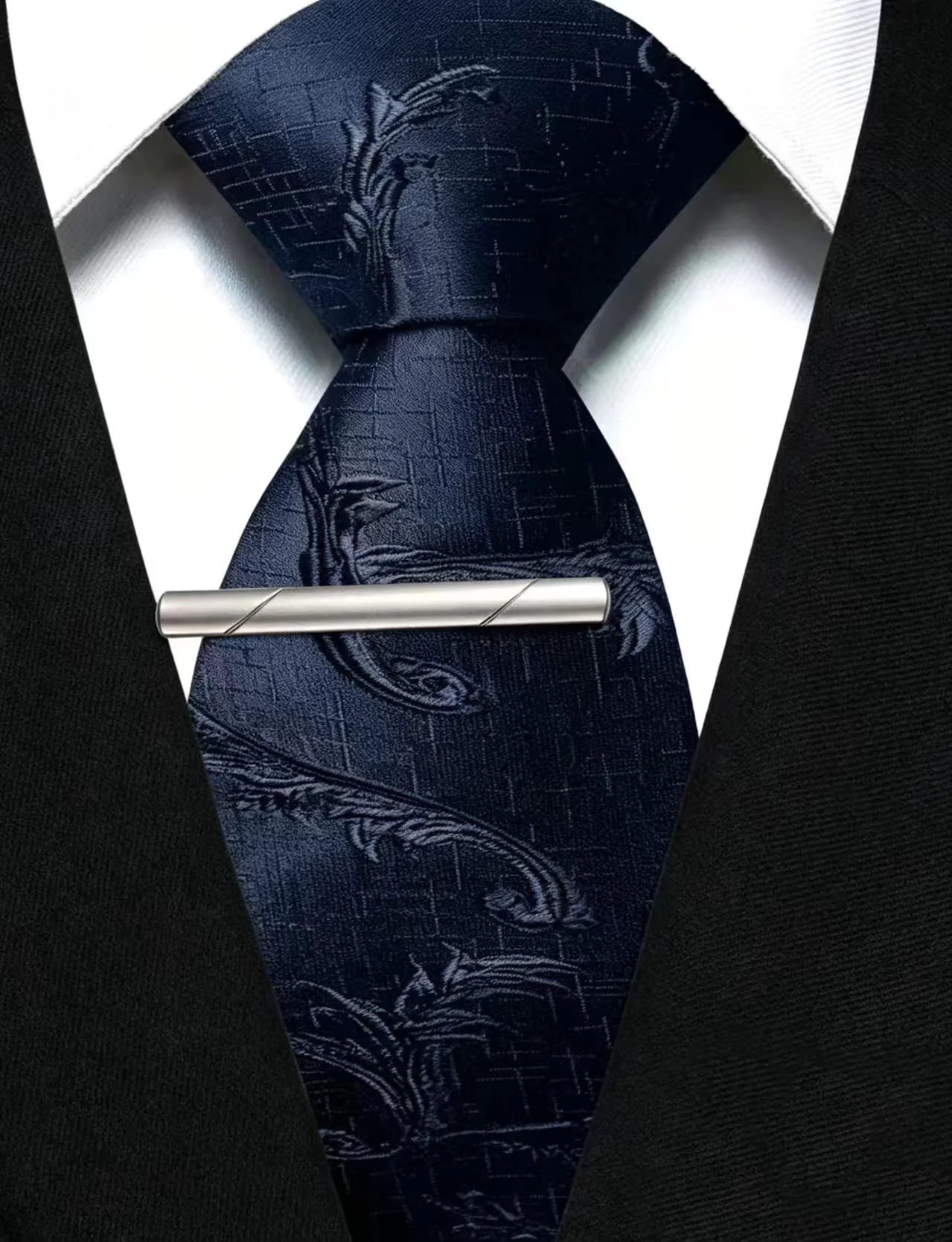 New Men's Casual Tie and Tie Clip Two-Piece Set, Groom and Best Man Business Office Wedding Party Gentleman Fashion Accessory Casual Versatile Tie Set, Men's Gift
