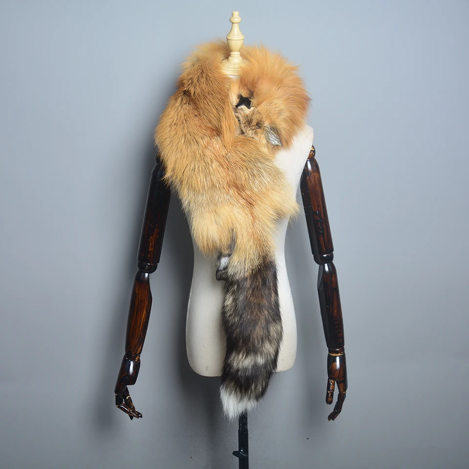2026 Lady Real Fur Fox Scarf Woman Winter Warm Natural Fur Shawl