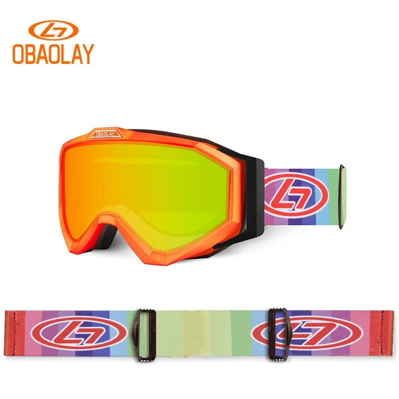 OBAOLAY-Outdoor Ski Goggles for Kids, Anti-fog Snowboard Glasses, Prevent Snow Blindness, UV400, Children's Snowboard Glasses