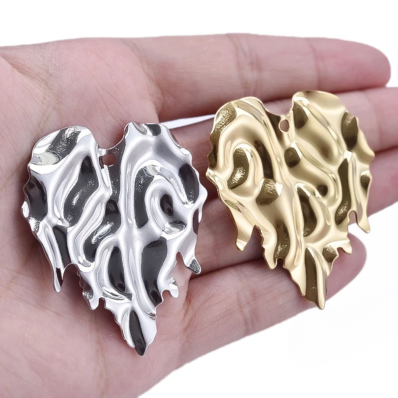 2024 New Irregular Indentation Heart-Shaped Charm Jewelry Pendant Stainless Steel Sweet Romantic Diy Necklace Ear Pendants Gift