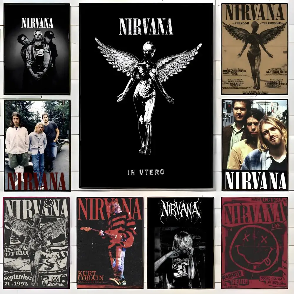Póster de banda N-Nirvana, lienzo, arte de pared, póster impreso, Mural decorativo, decoración del hogar, regalo sin marco