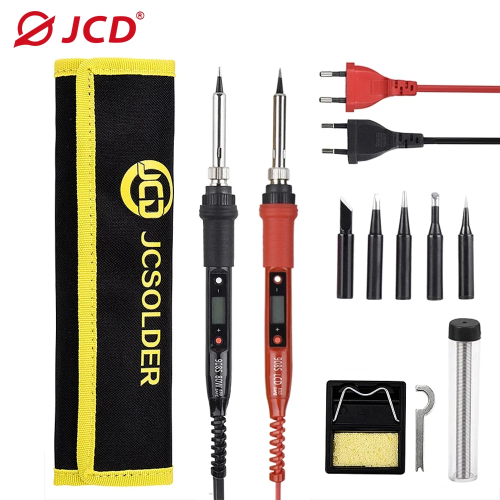 JCD – Kit de fer à souder électrique 80W avec affichage numérique LCD, température réglable, 220V/110V, outils de réparation de soudage 908S