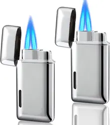 blue Jet Flame Lighter Luminous Inflatable Butane Gas Windproof Lighters Strong Powerful Cigar Torch Lighters for Smoker Gift