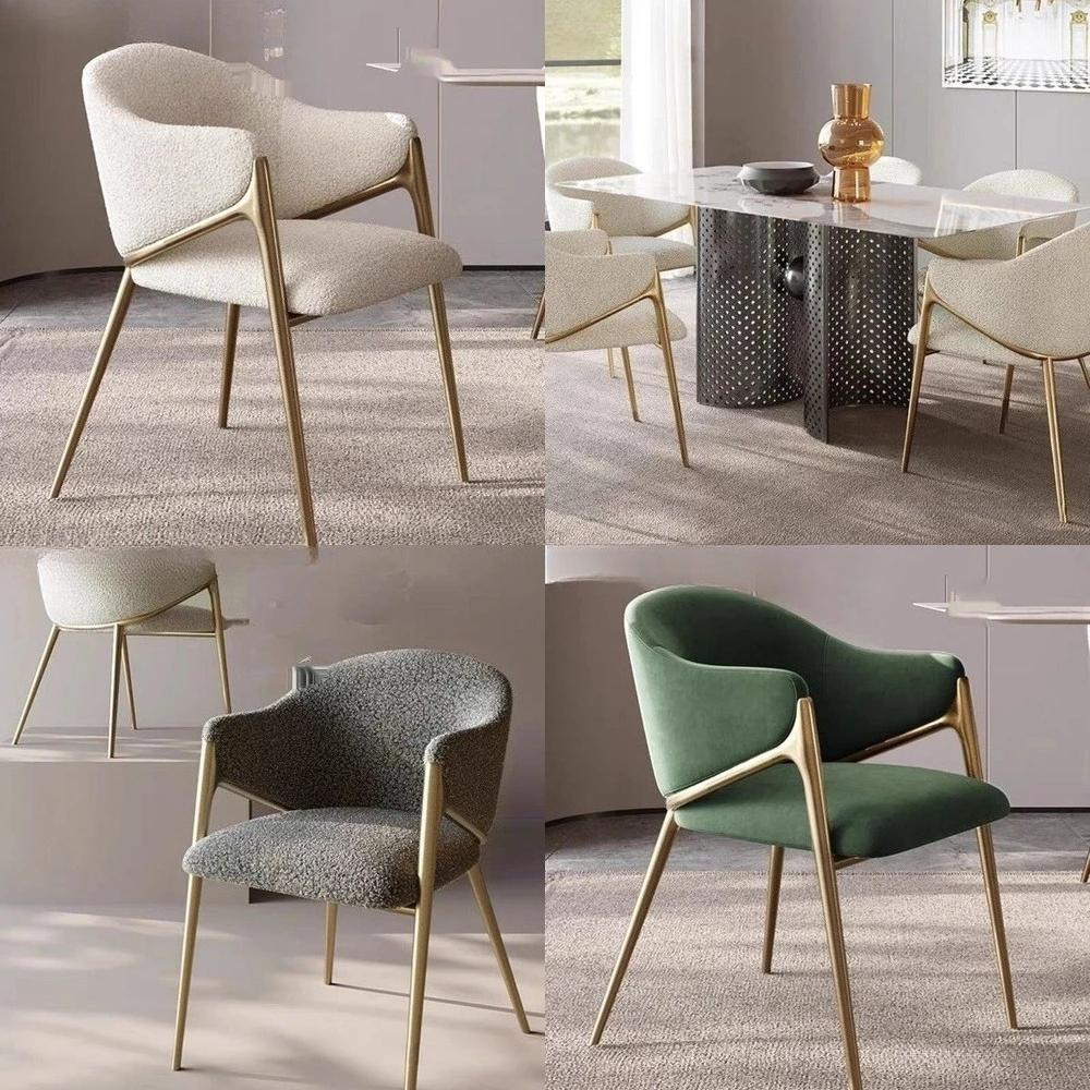 Luxury Dining Chair Minimalist Italian Style Living Room Velvet Dining Room Seating for Home Hotel Villa