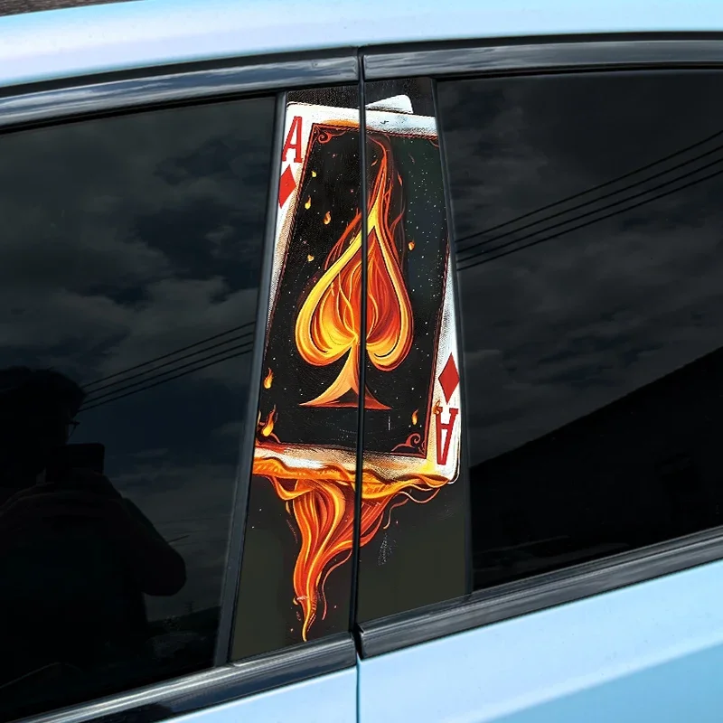 

1PC Vintage Playing Cards Car Stickers Auto B Pillar Waterproof Decoration Cover Scratches Car Doors Pillar Funny Poker Decals