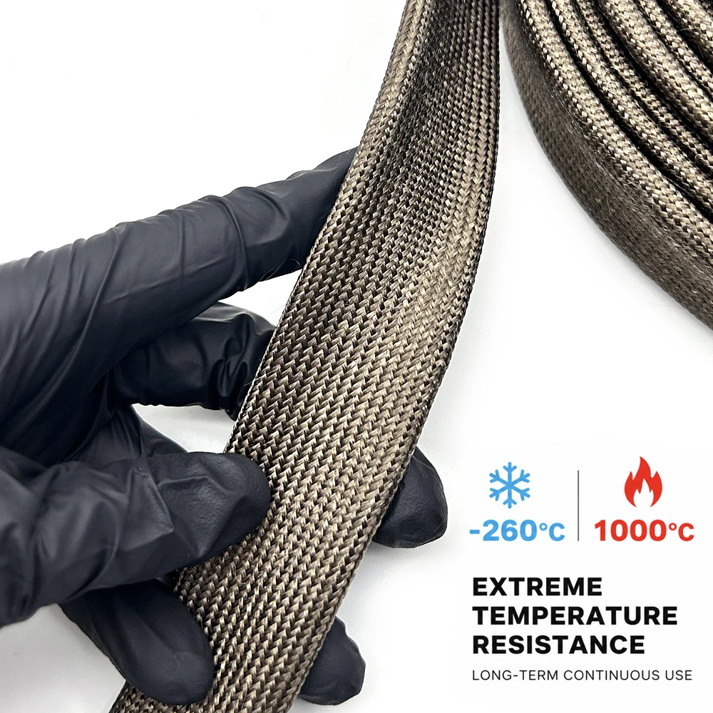 2/5/10/20M1000deg C Basalt  fiberglass Sleeve ID 1/1.5/2/2.5/3/4/5/6/8/10/12/14/16/18/20mm Thermal insulation wire cover