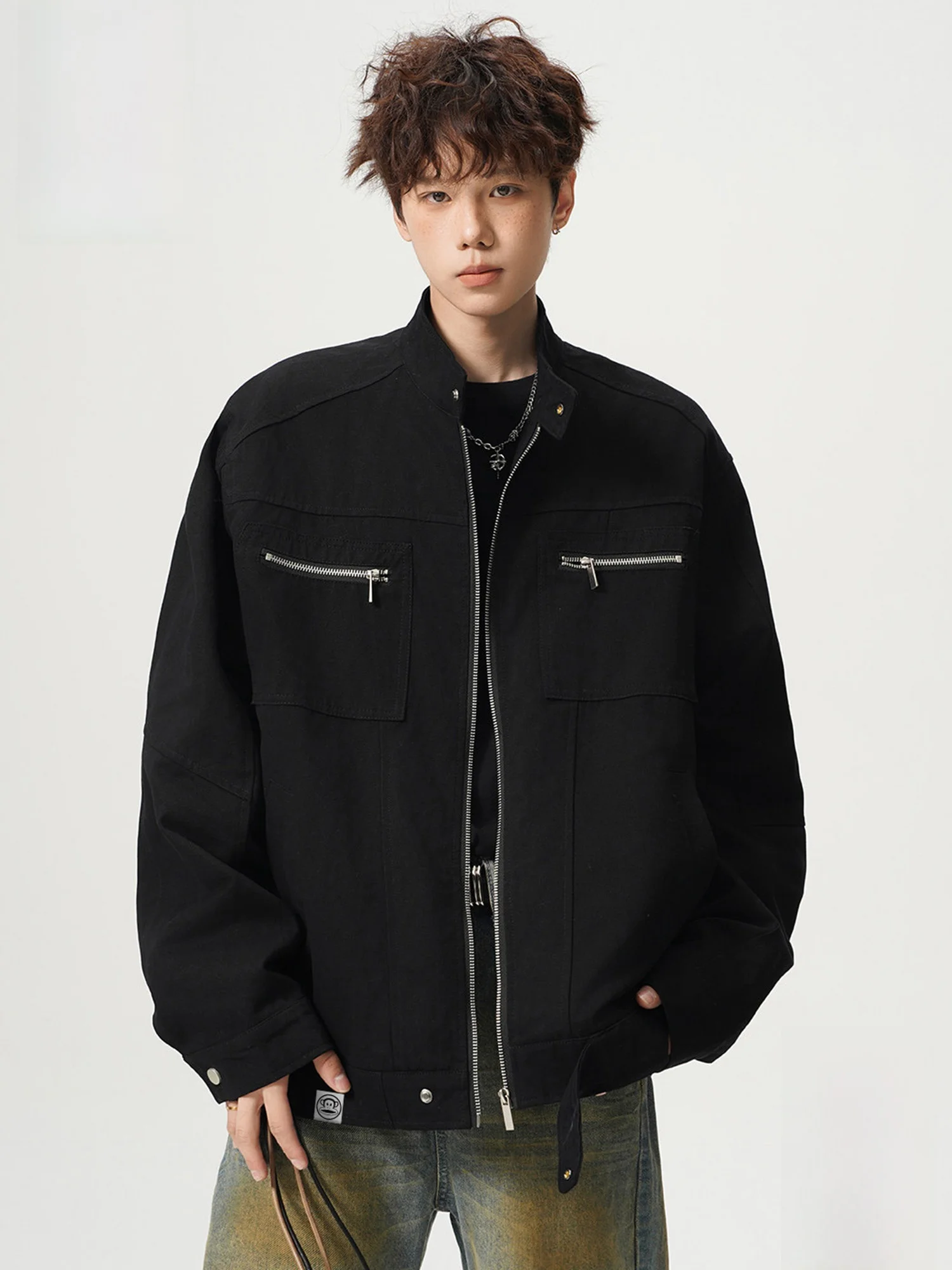 

PaulFrank Premium Cotton Stand Collar Jaet Men's Loose Casual Spring New Sle Faion Brand Pure Cotton Outerwear