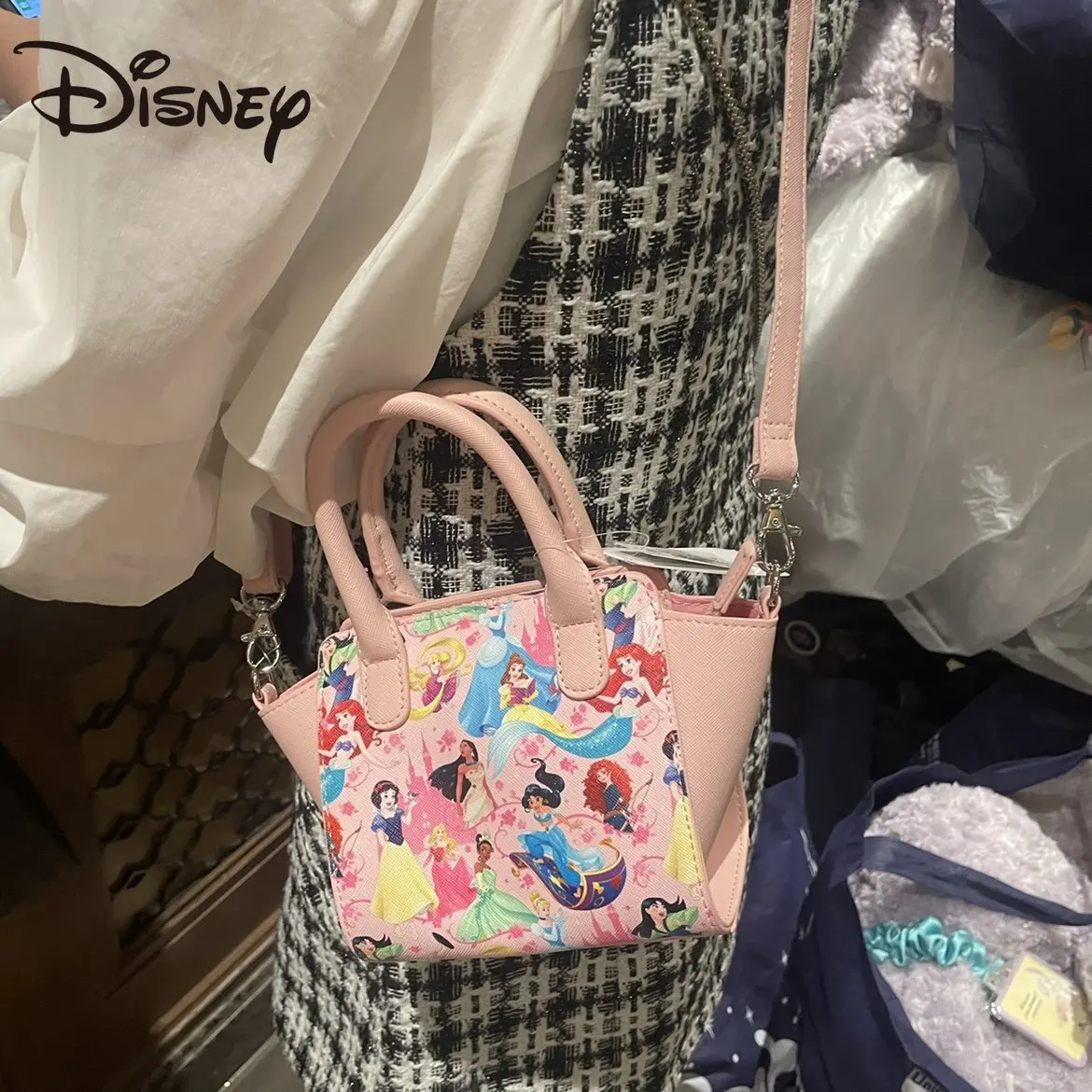 MINISO Authentic Shanghai Disney Minnie Handbag Messenger Bag Shoulder Bag Cartoon Anime Cute Pink Bag Purses and Handbags