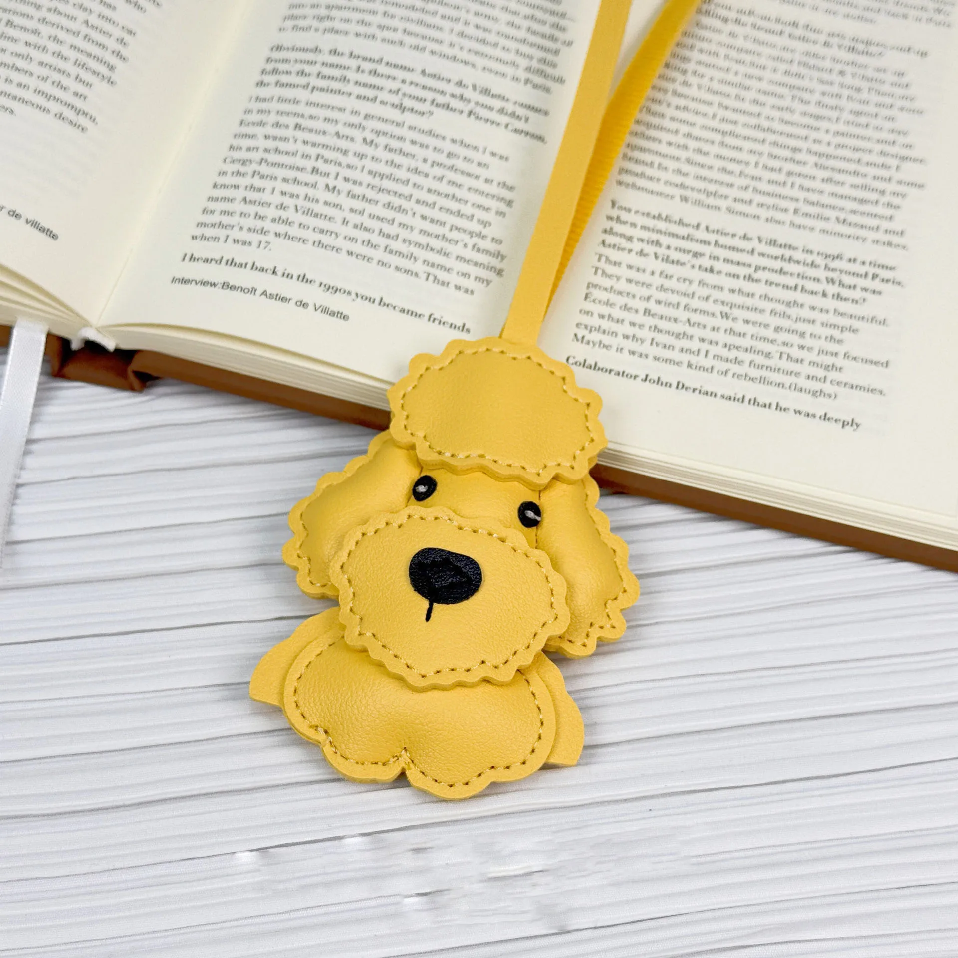 Handmade Teddy Dog PU Leather Bag Charm Pendant Keychain Handbag Purse Ornament Exquisite Keyring Decor Accessory