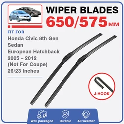 Front Wiper Blades Set For Honda Civic 8th Gen 2005 - 2012 Sedan European Hatchback Spaceship Type Windshield Window Windscreen