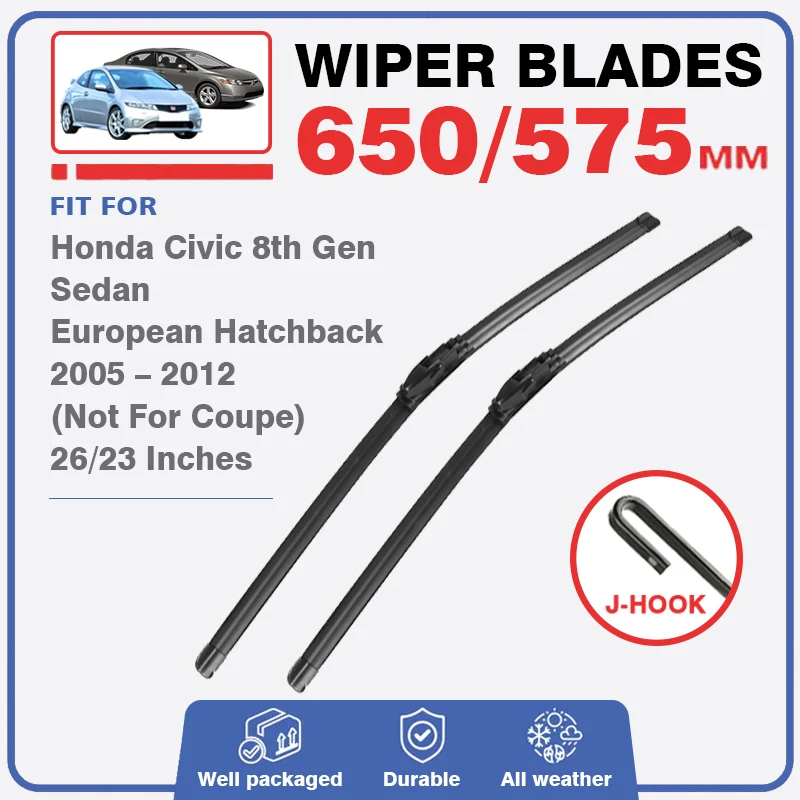 Front Wiper Blades Set For Honda Civic 8th Gen 2005 - 2012 Sedan European Hatchback Spaceship Type Windshield Window Windscreen