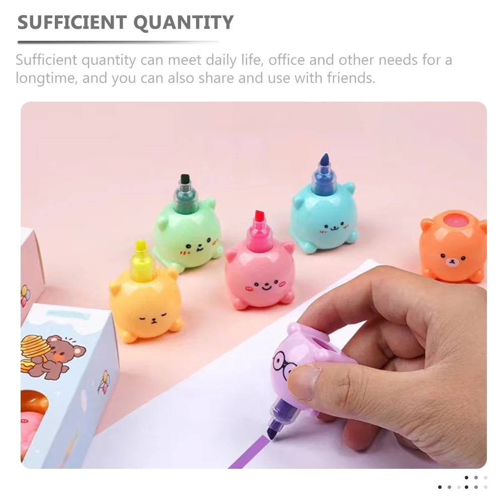 Marking Pen Multi-function Highlighter Bear Portable Scrapbook Marker Student Bookmarks