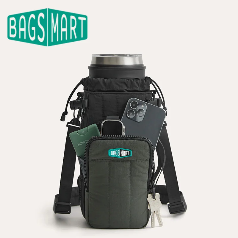 

BAGSMART Expandable Water Bottle Bag with Adjustable Strap Fits 32oz to 64oz Waterproof Durable Sling for Travel Hiking Outdoor