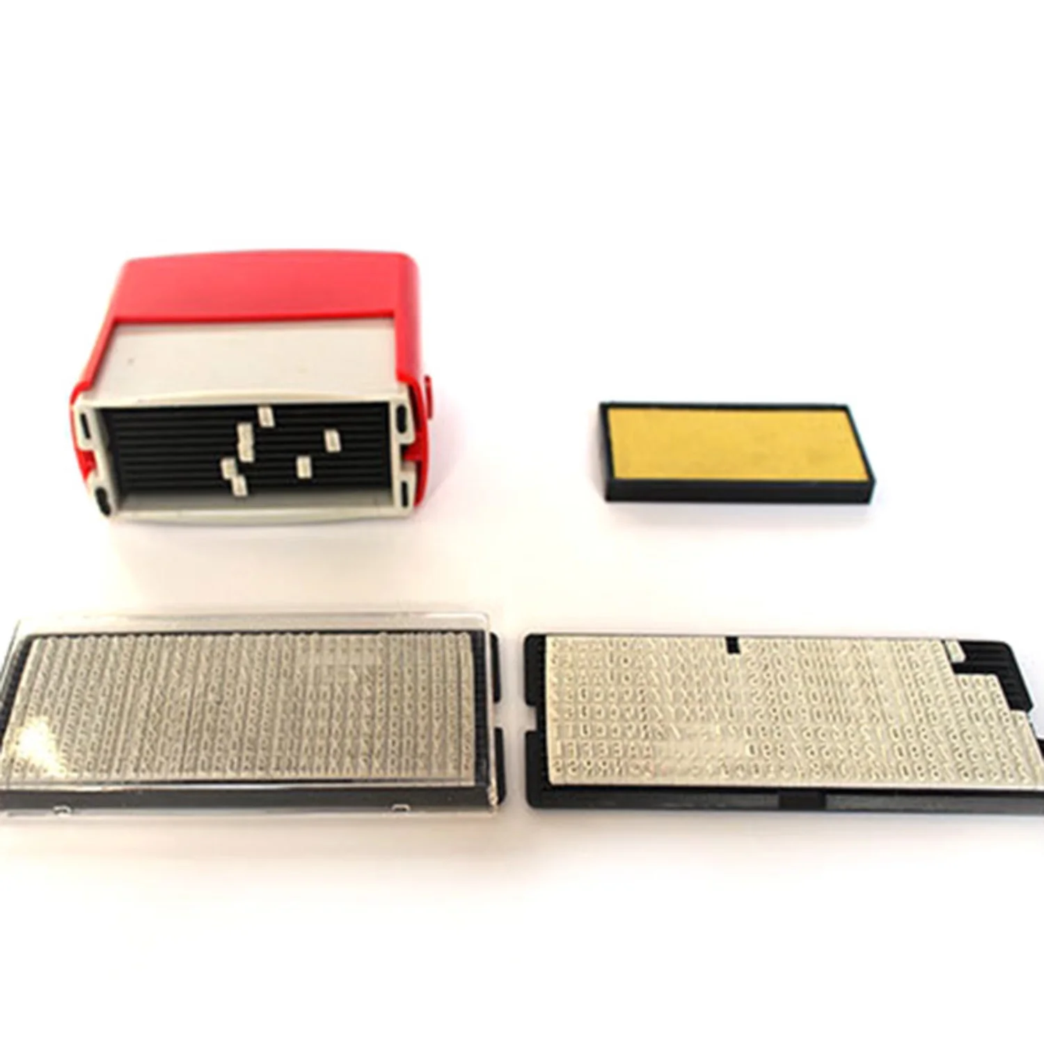 

A66F-2Set Self Inking Stamp Set Custom Business Name Number Address Printing Rubber Stamp With Tweezers Kit Black & Red