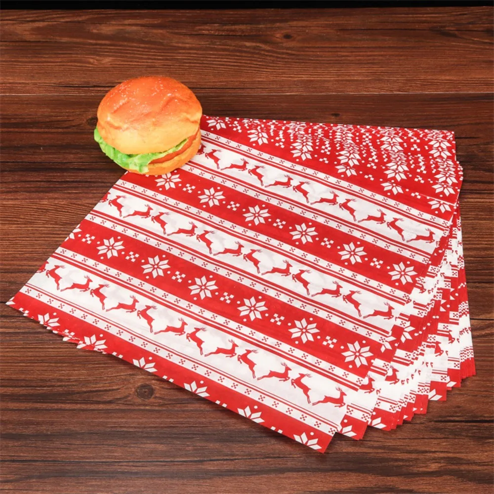 

Christmas Theme Oil Absorbing Paper 30x30cm Hamburger Sandwich FriesFood Wrapping Paper for Kitchen Baking Oil Waxed Paper100PC