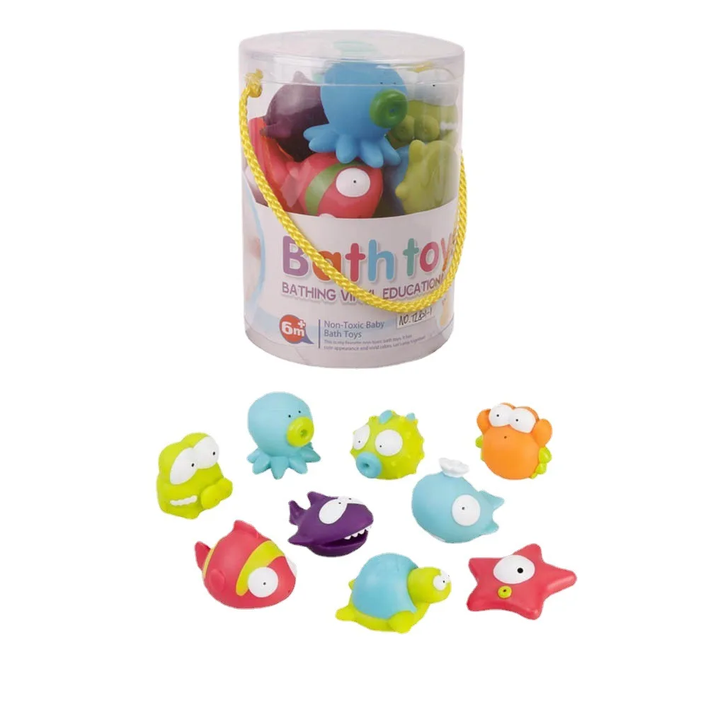 Babybadje speelgoedset met drijvende dieren, net voor peuters, waterspel voor baby's, badtijdplezier, kinderbadaccessoires