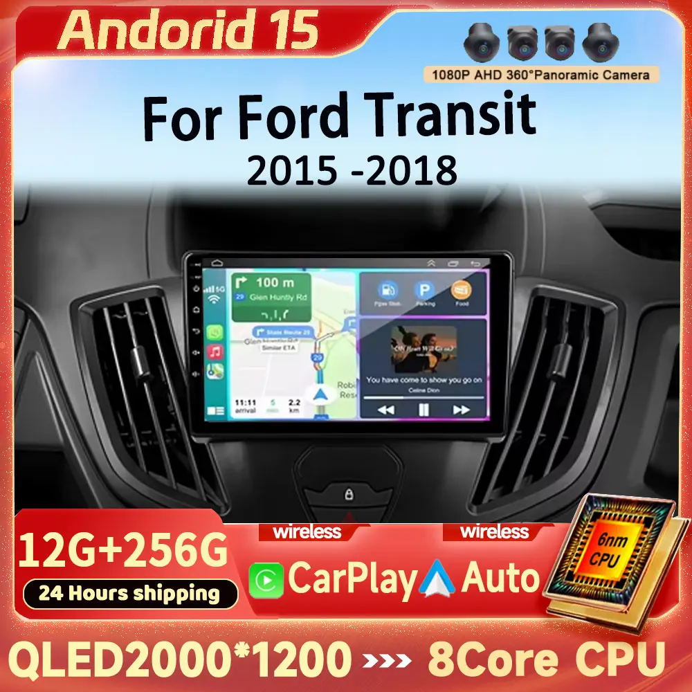 

Wireless Carplay WIFI 4G For Ford Transit 2015 2016 2017 2018 Android 15 Auto autoradio lettore Video multimediale Stereo 2din
