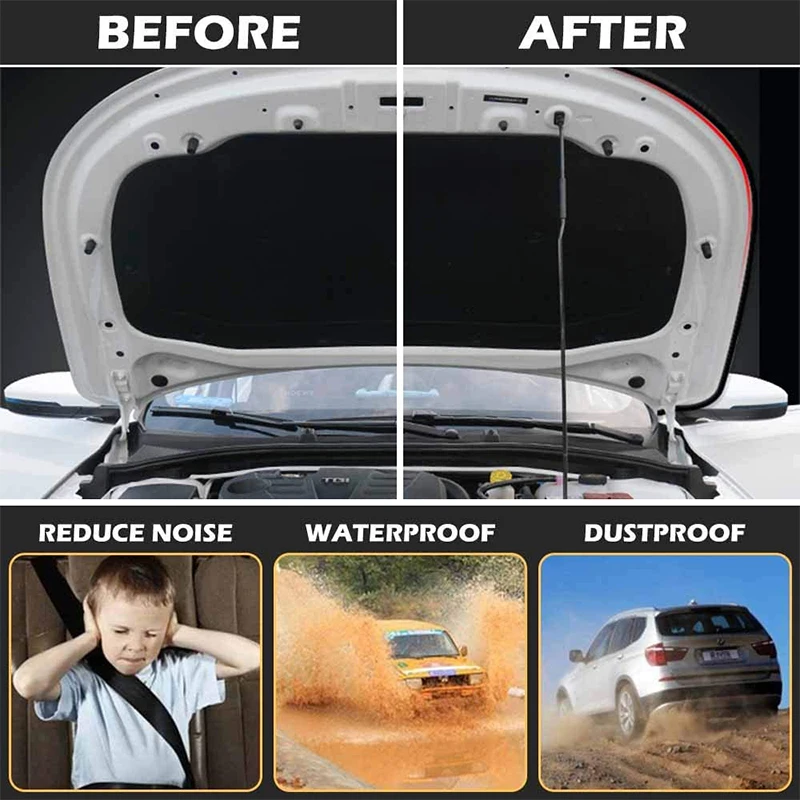 Bandes d'étanchéité de porte de voiture de type B, coupe-froid de bruit, isolation en caoutchouc, coupe-vent, imperméable, autocollants de bain latéraux