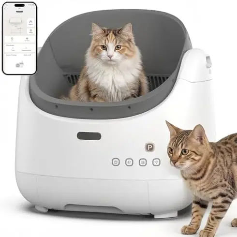 Self Cleaning Litter Box, Open Top Automatic Litter Box with App Control, Anti-Pinch 100L Large Auto Robot for Multiple