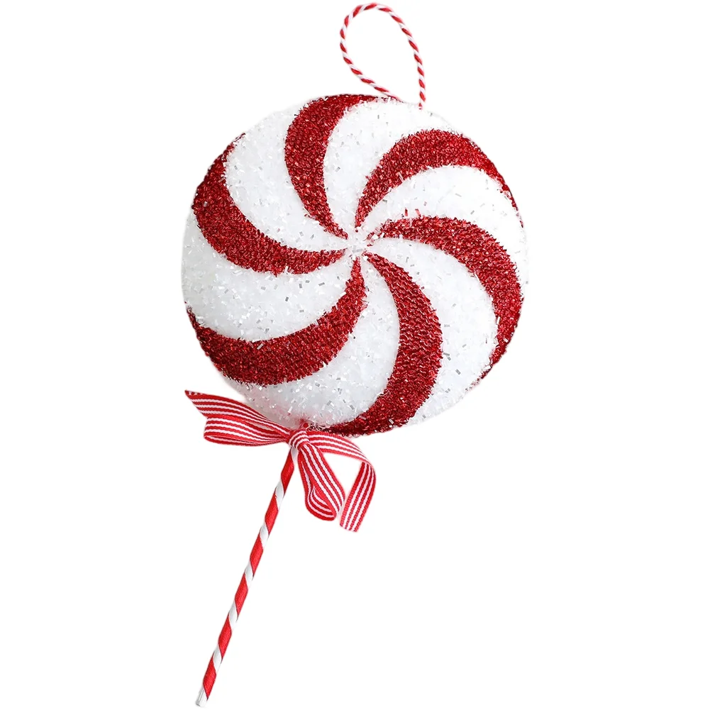 Red White Striped Lollipop Ornament for Holiday For Tree Decoration Bubble Material Festive Candy Style Various Sizes