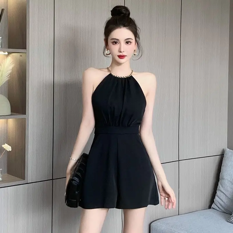 

Black Sleeveless Slim Woman Shorts Korean Style Luxury Tailorin Clothing Trend 2025 Stylish Light Short Sets for Women 2 Pieces
