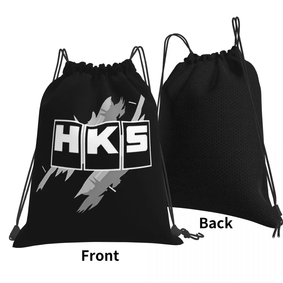 HKS Logo Car JDM Backpacks Portable Drawstring Bags Sports Bag Book Bags for Man Woman Students