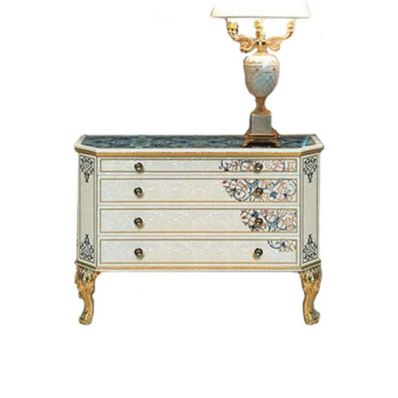 

Alexander Italian chest solid wood dining side cabinet shell parquet four chest cabinet locker luxury villa entrance