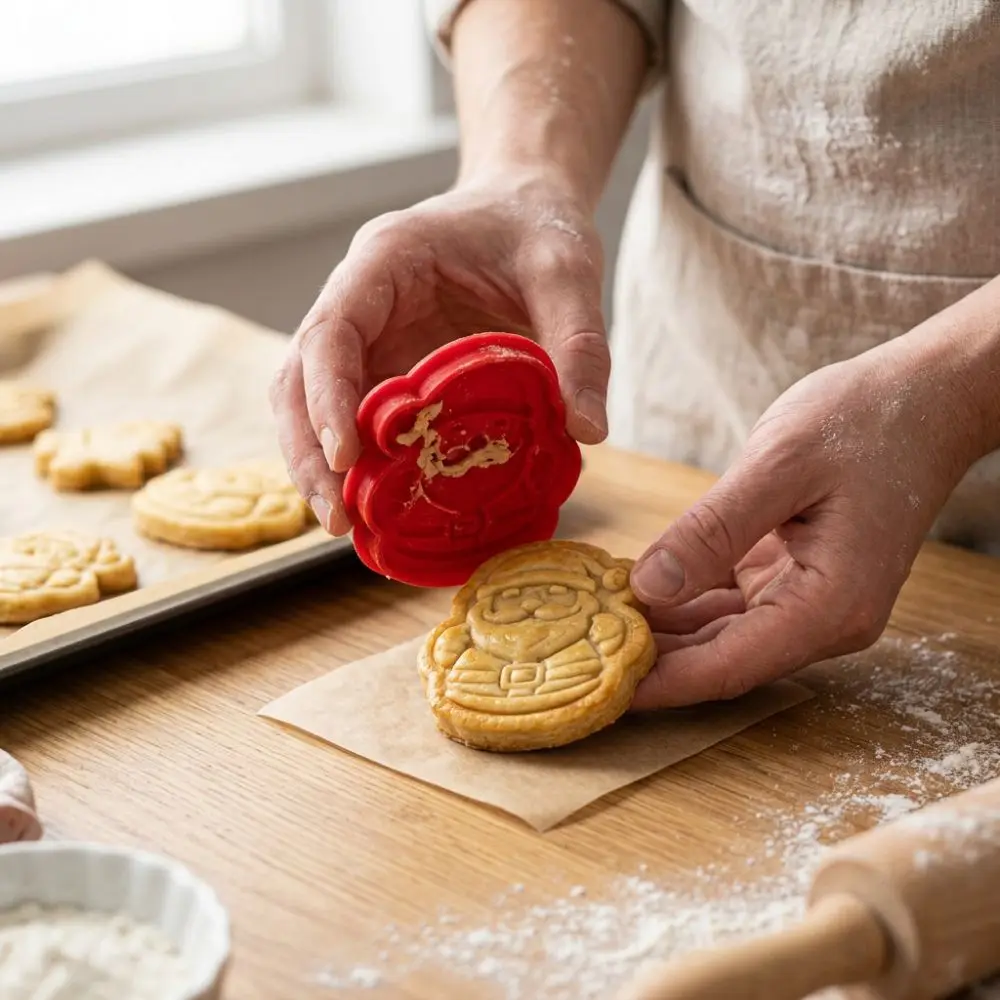 Snowman Sleigh Christmas Mini Pie Press Mold Food Grade Embossed Holiday Baking Pie Mold High Temperature Resistant Bell Shape