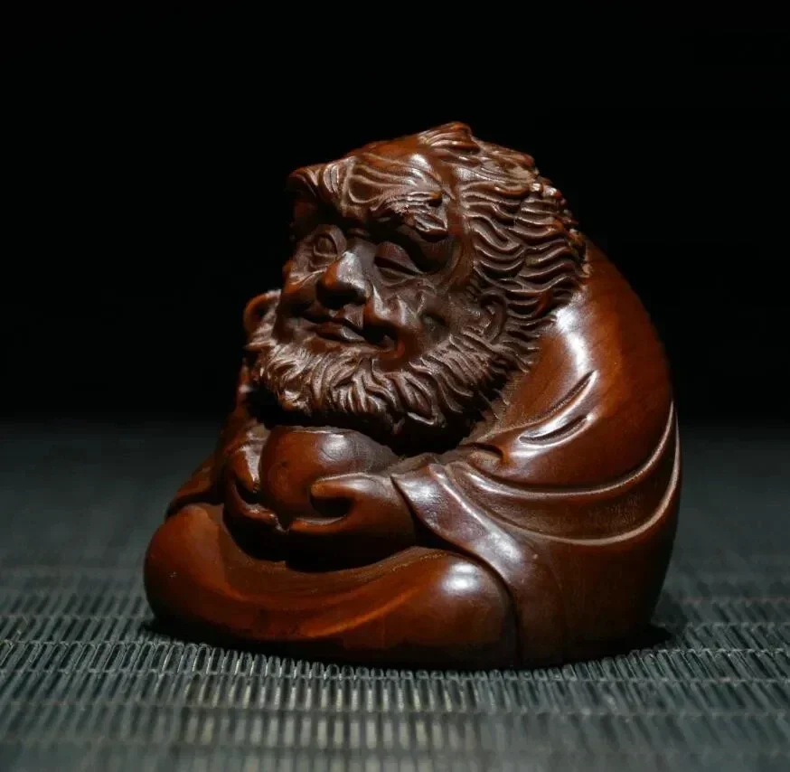 Archaize seiko Hand-carved boxwood Bodhidharma Patriarch desktop decoration small crafts statue