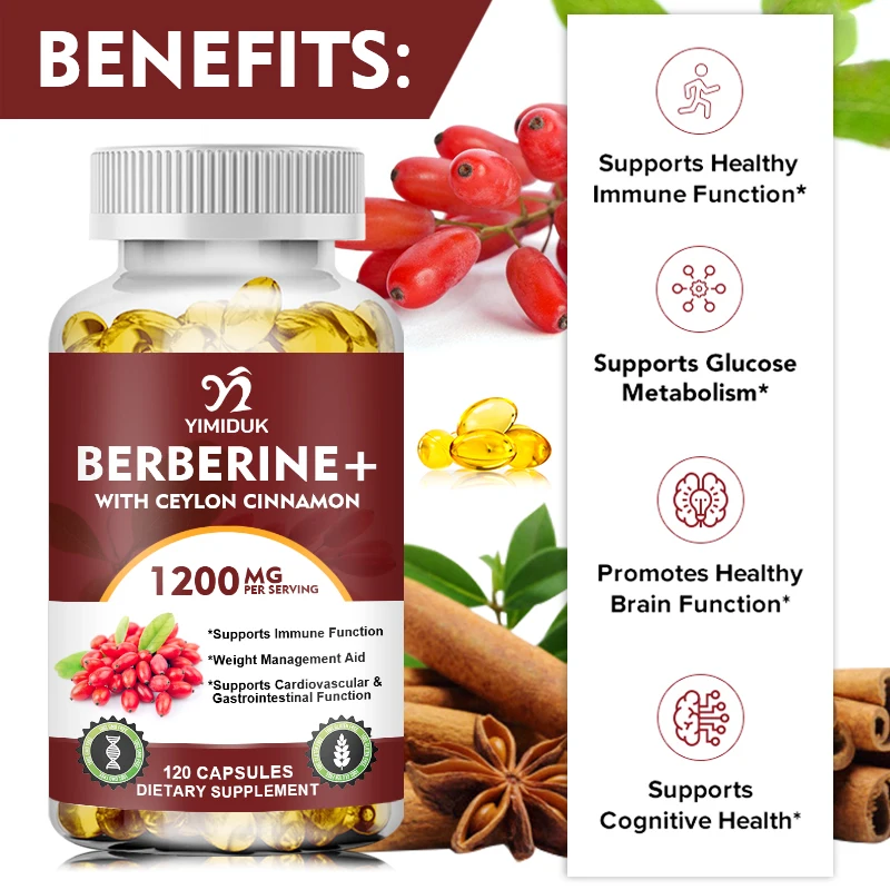 Natuurlijke Ceylon Kaneelcapsules Berberine Extract Ondersteunt Cardiovasculaire & Gastro-Intestinale Functie Gewichtsbeheersingshulp