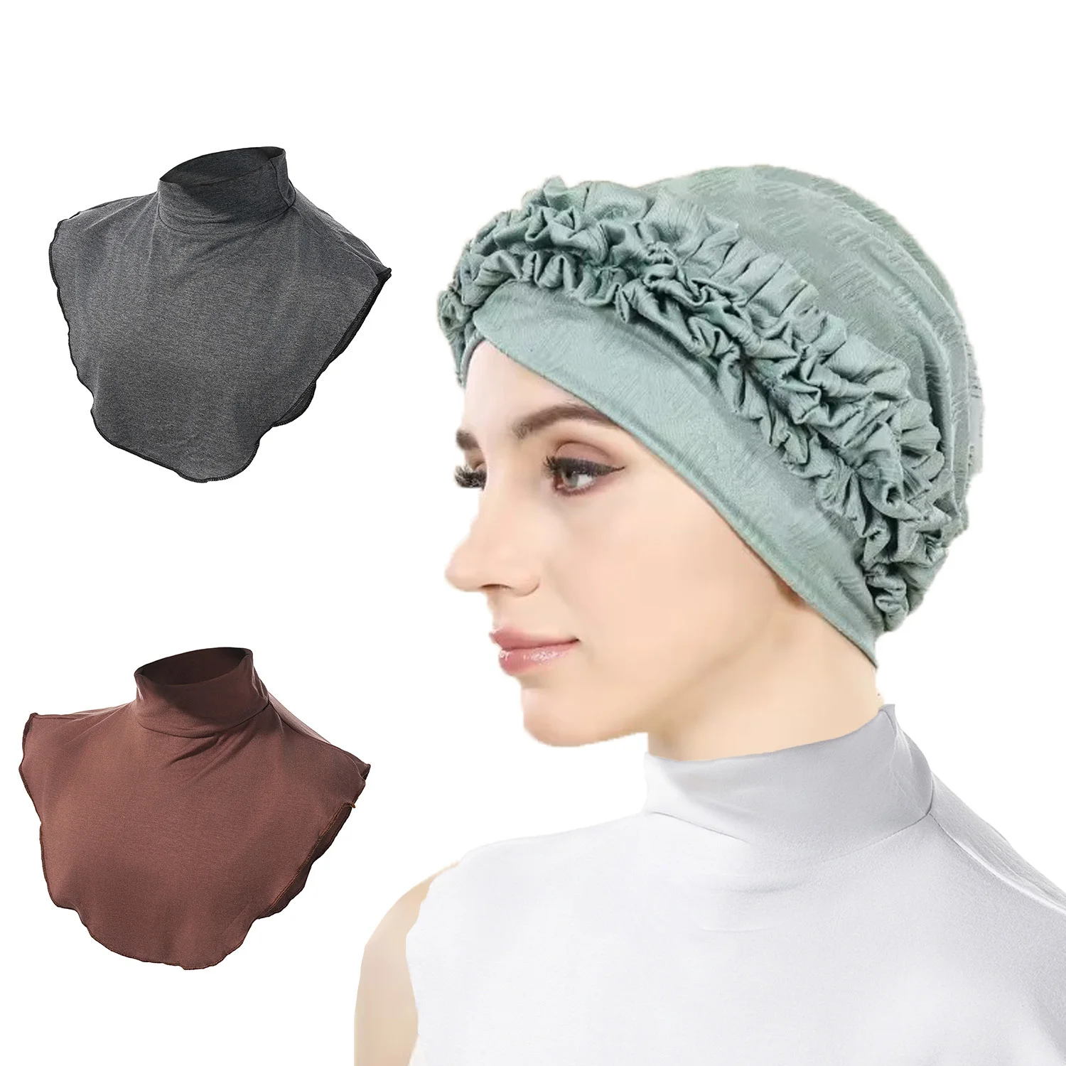 

Мусульманская женская одежда, аксессуары, мягкий хлопковый трикотаж, хиджаб, чехол на шею, Рамадан, теплая шея, накладной воротник, повязка на шею