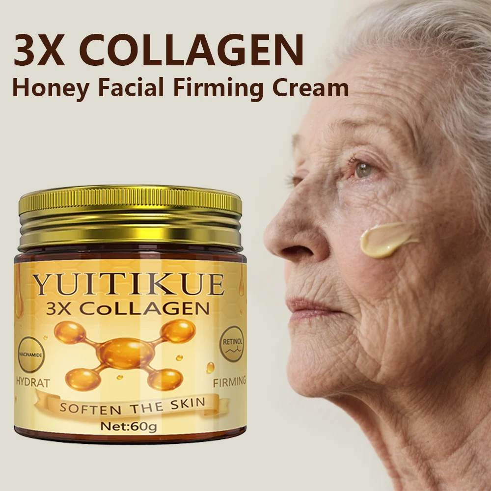 3X كريم وجه كولاجين وعسل مضاد للشيخوخة - مرطب ريتينول للرفع والتجاعيد والترطيب - كريم نهاري/ليلي 60 جرام