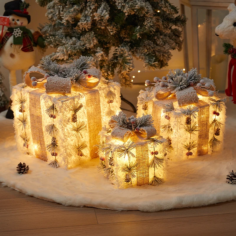 

Рождественское украшение, светящаяся подарочная коробка, большой орнамент, реквизит для фотосессии