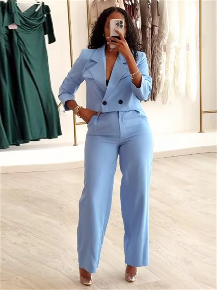 Wmstar Two Piece Set Women Pants Sets Crop Top Office Lady Sexy Matching Suit Fashion Outfits New Style Wholesale Dropshipping