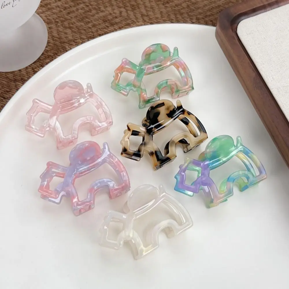 Creative Amber Color Hollow Puppy Hair Grab Animal Hairpin Cartoon Hair Claw Headwear Geometry Acetate Shark Clip Female