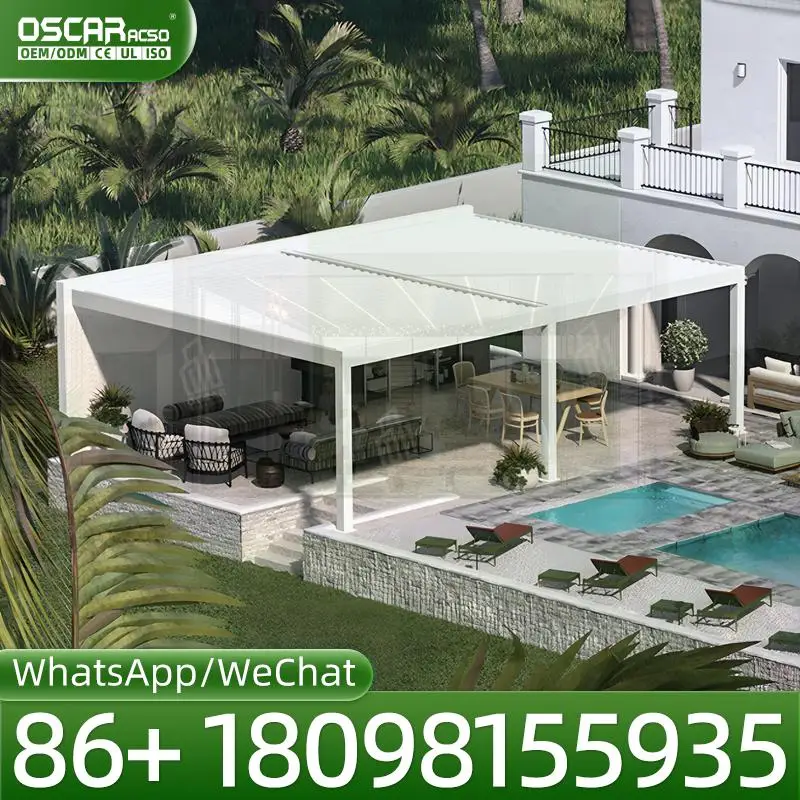 Motorized Aluminum Rainproof Arch Sun Shade Garden Patio Louvered Roof Pergola Kits Durable Luxury Functional pergola