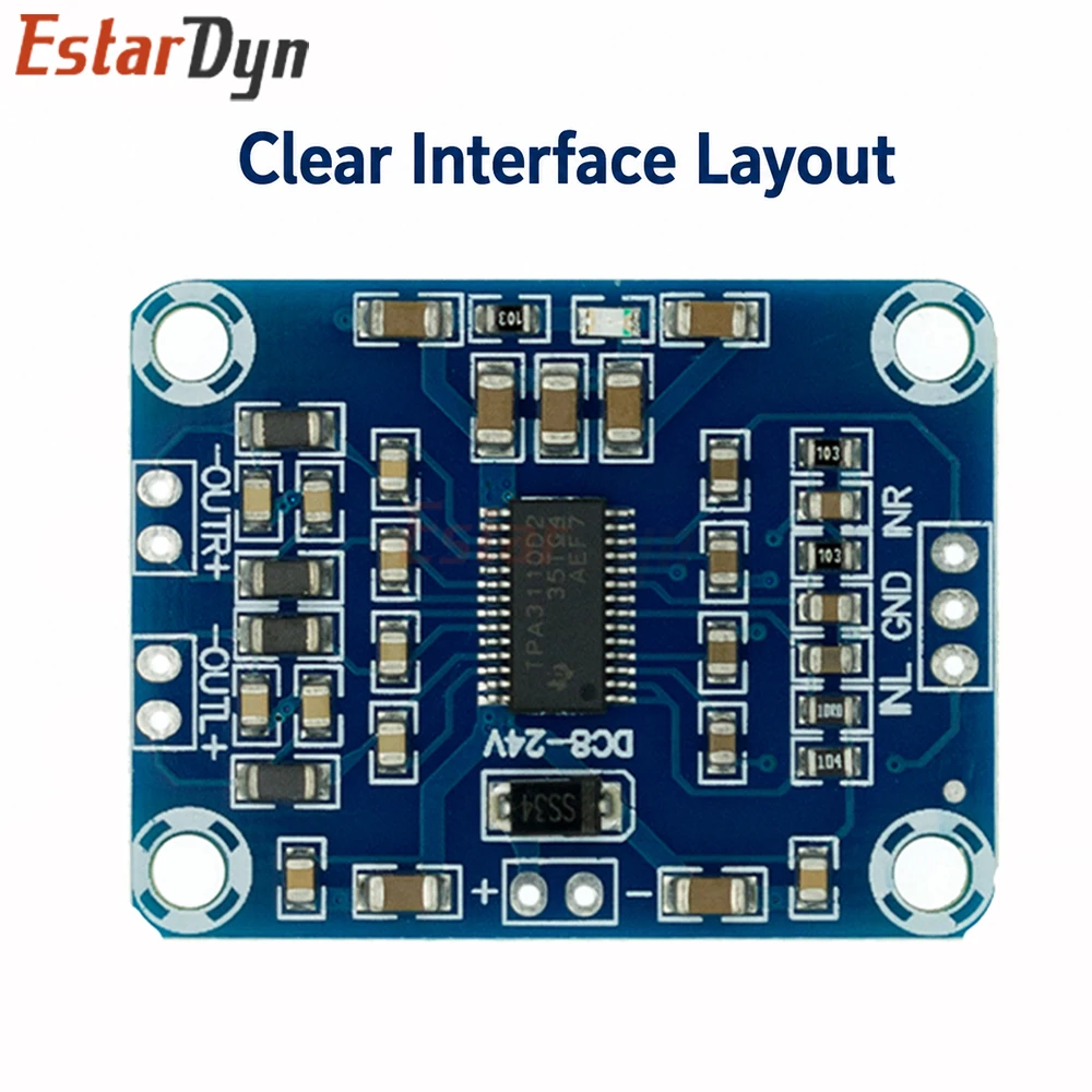 Estardyn TPA3110 Class D Digital Amplifier Board 15W+15W Dual Channel Stereo 12V-24V Car Audio Speaker TV High Efficiency - view 5