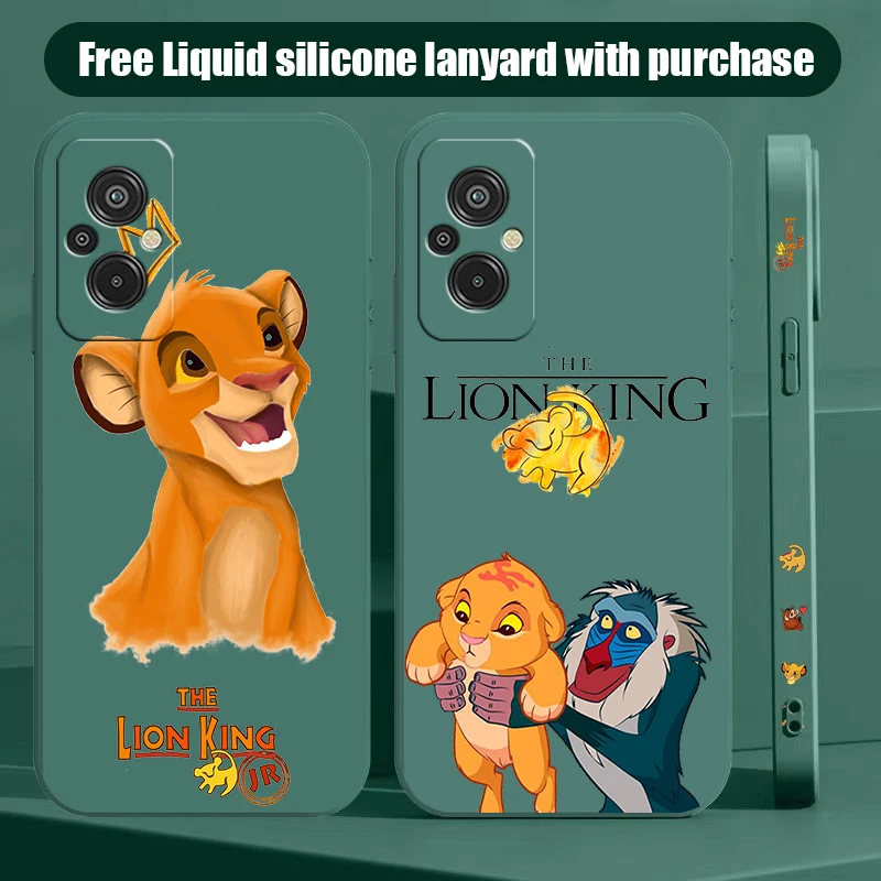 Disney Lion King For Xiaomi Redmi 9 10 11 12 13 A AT C T X A1 4G 5G Liquid Left Rope Phone Case