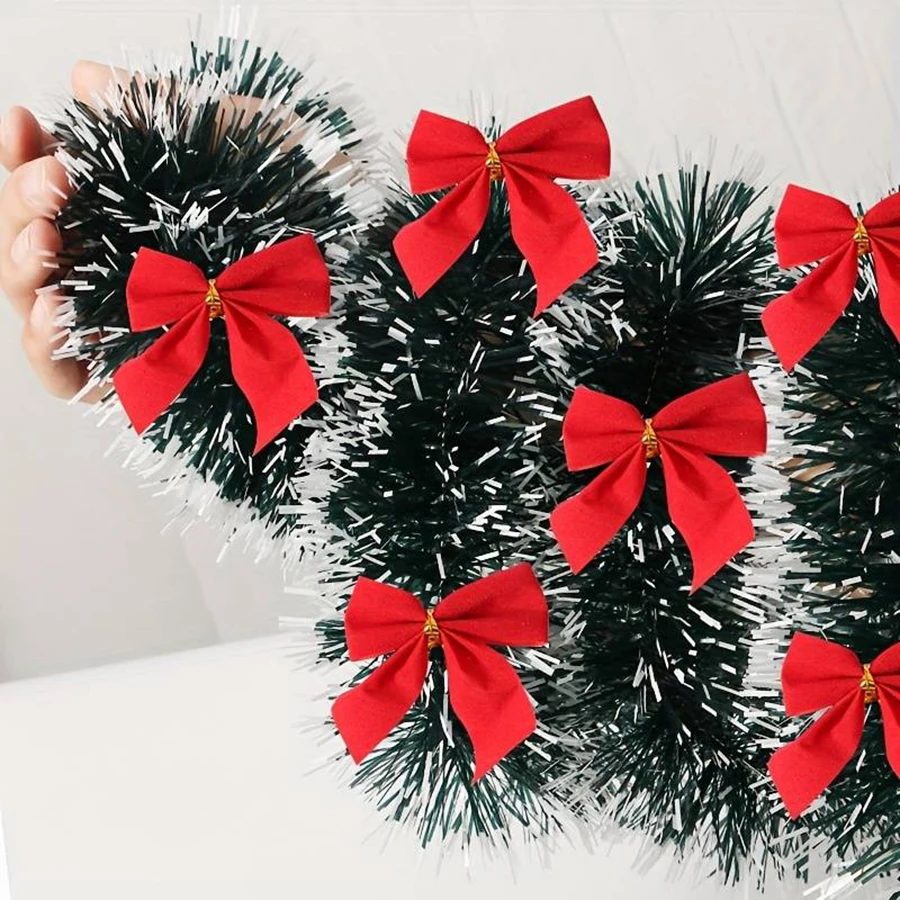 1 bag 12pcs Red Bows Christmas Celebration Home Decoration Packaging Gift Bag Sealing Decoration view 2