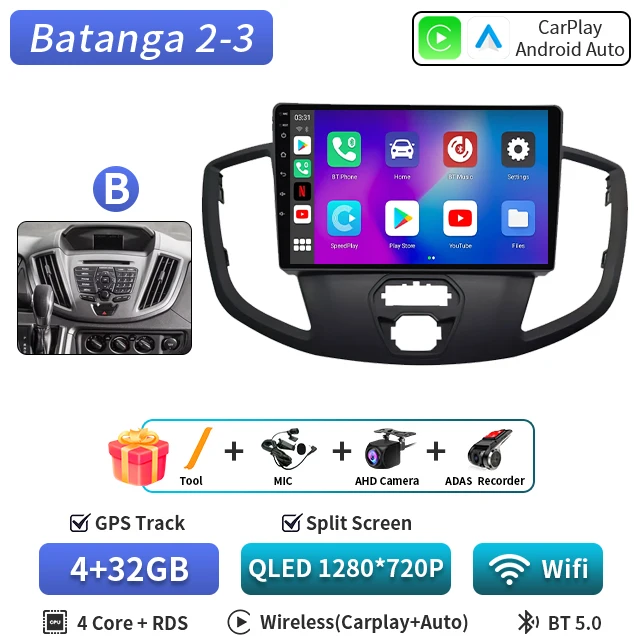 Android 16 voor Ford Tourneo Custom 1 I Transit 2012-2021 Qualcomm Snapdragon Navigatie 5G Multimedia Speler Auto Carplay auto
