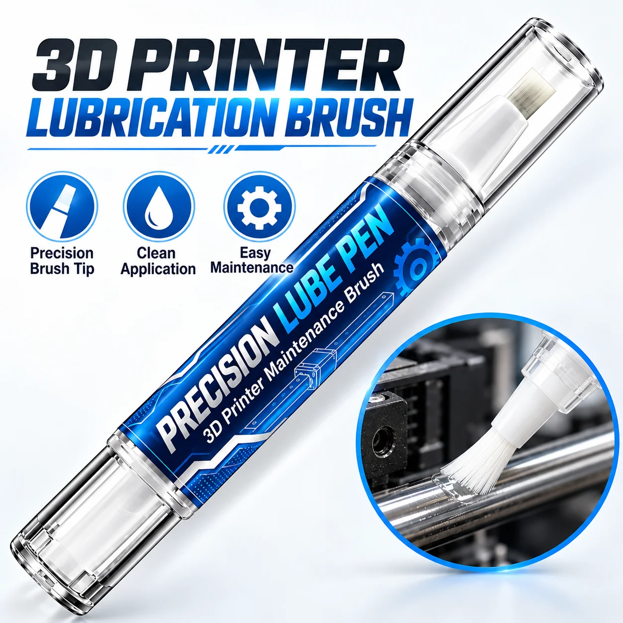 3D Printer Oil Pen, Precision Lubrication Brush for Linear Rails, Lead Screws & Bearings, Smooth Motion Printer Maintenance Tool