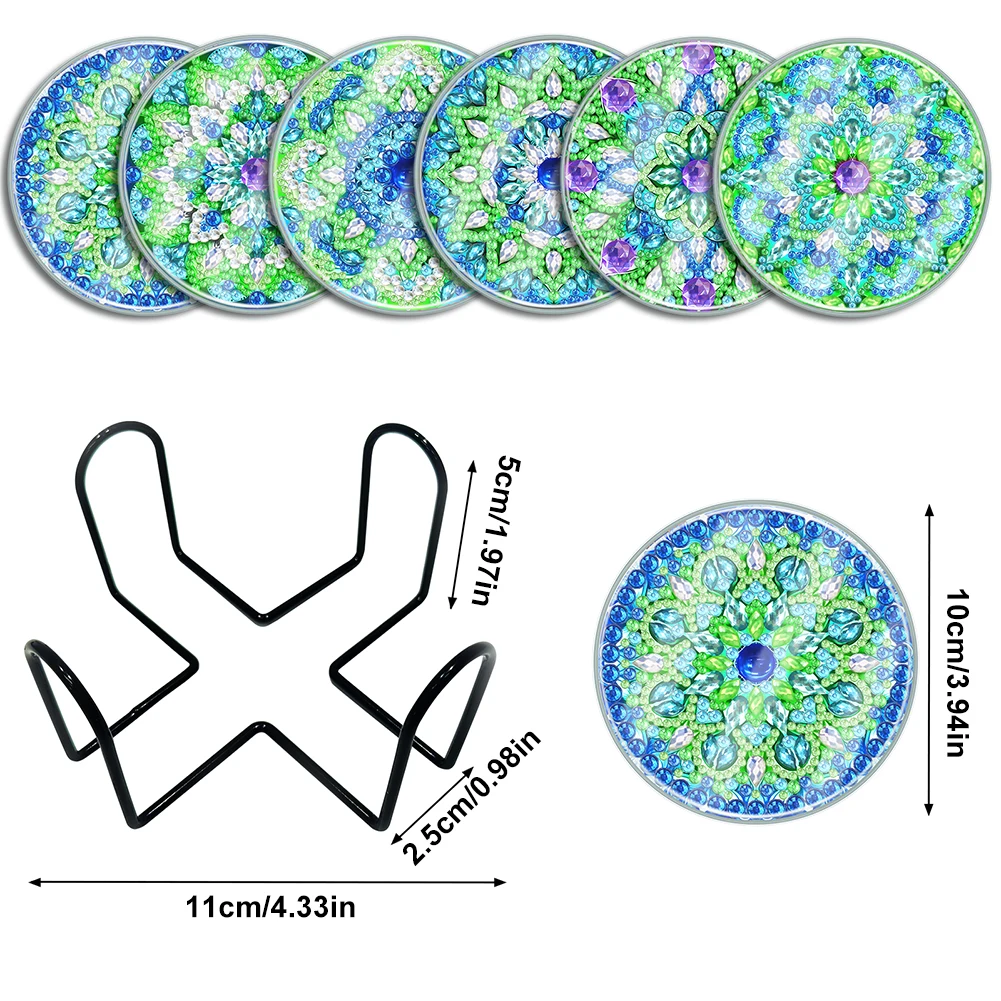 6 قطعة/المجموعة ماندالا نمط DIY الماس اللوحة الفن كوستر كيت يمكن غسلها بالماء للمبتدئين البالغين لوازم الحرف الفنية