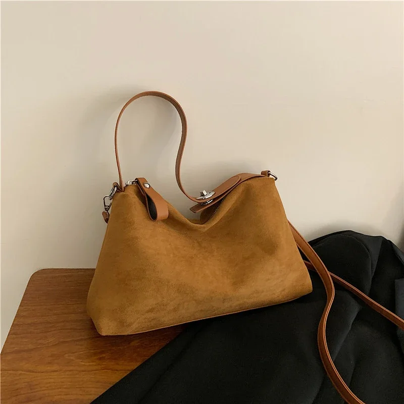 Faux Suede Sense of Luxury Hobos Hand Bags Simple Versatile High Quality Shoulder Bags for Women 2024 Casual Fashion Hot Sale