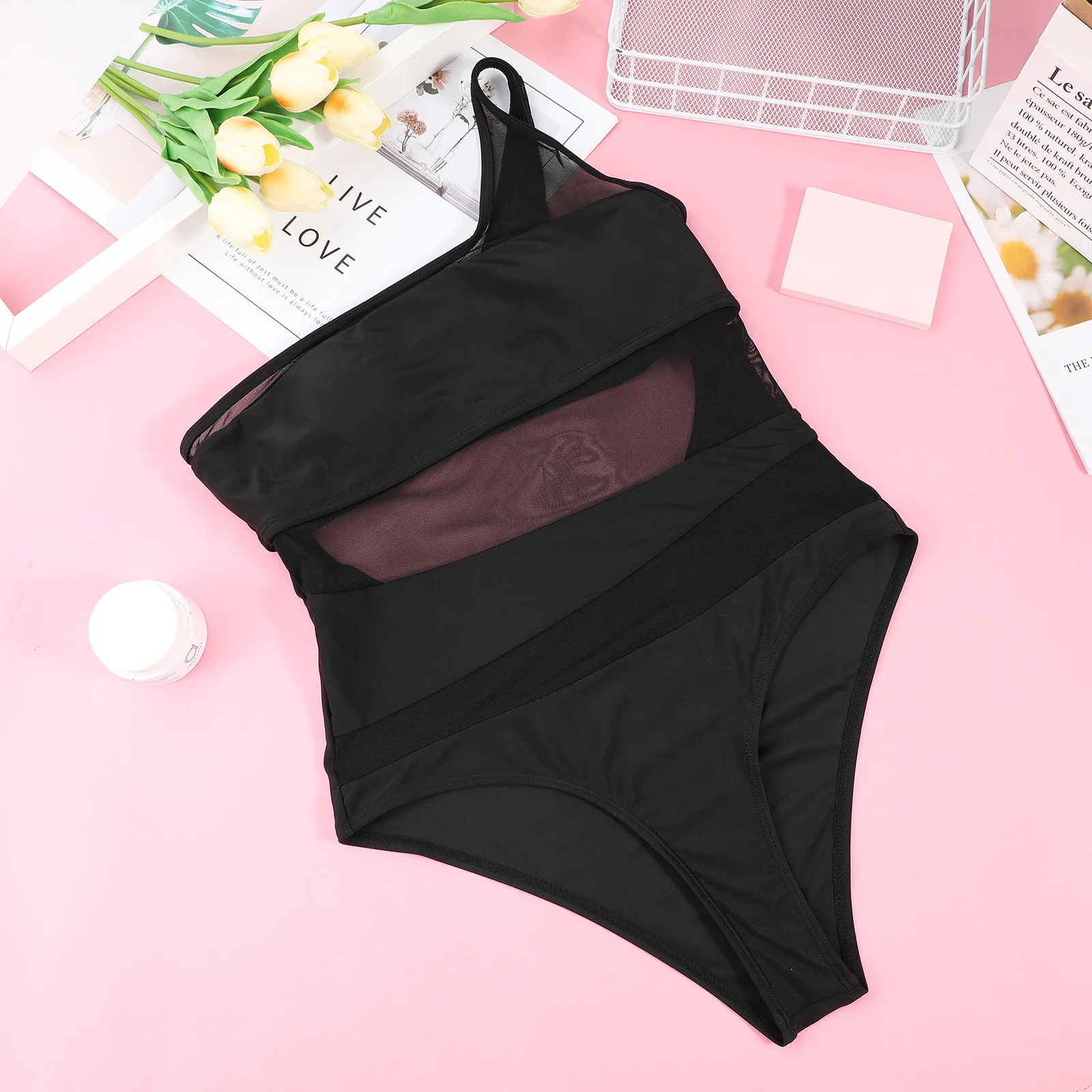 Mesh Splicing Piece Swimsuit Elastic Fiber Bathing Suit Fashionable Comfortable Womens Swimsuits Swimsuits Women