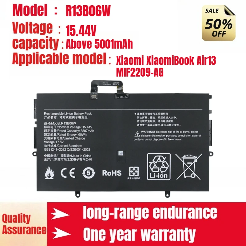 

For Xiaomi XiaomiBook Air13 MIF2209-AG notebook battery R13B06W 15.44V Laptop battery
