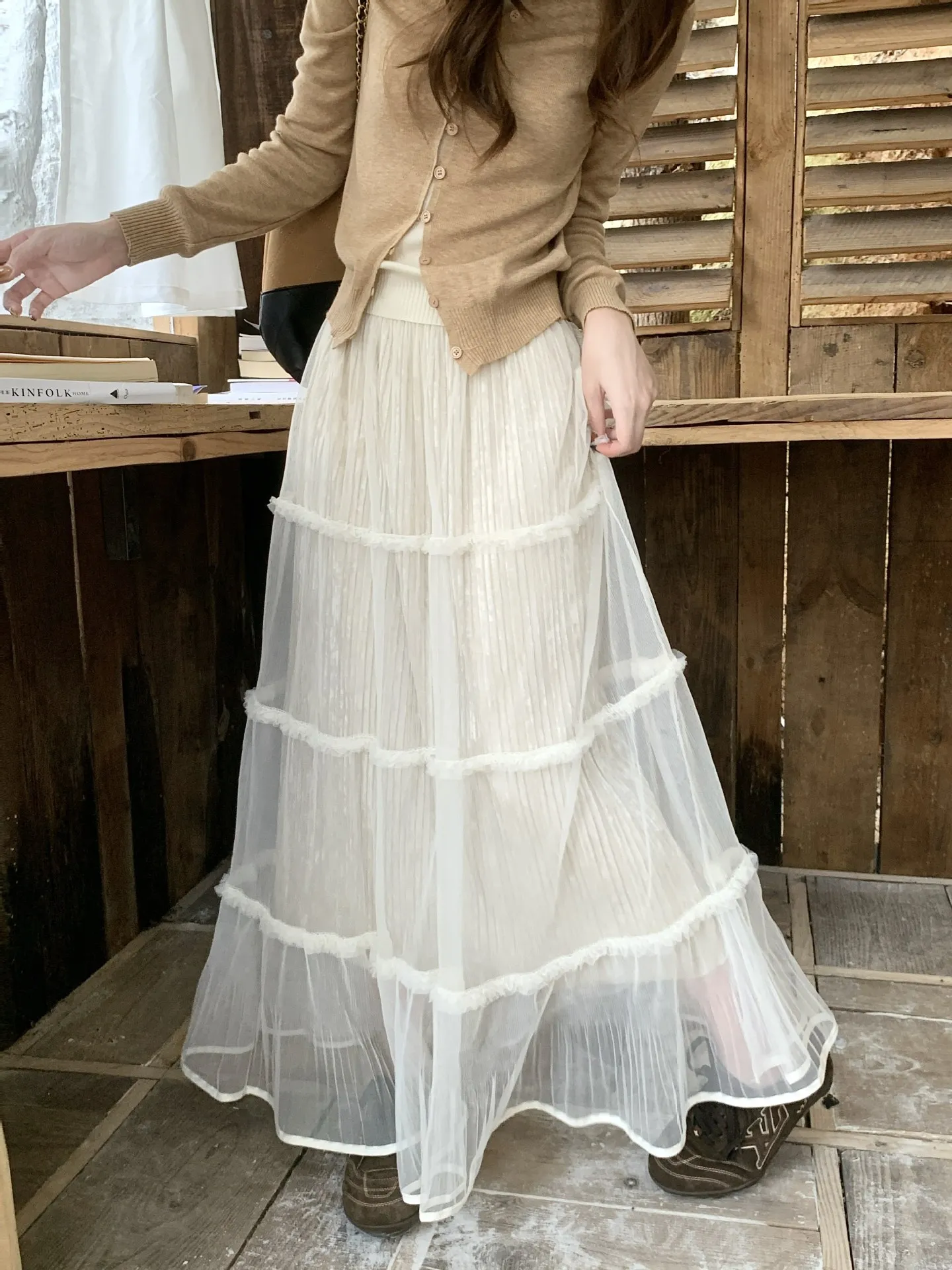 

Autumn and Winter Mesh Splicing Cake Skirt Romantic, Ultra Immortal, High End, Large Skirt, Half Body Skirt, A-line Skirt